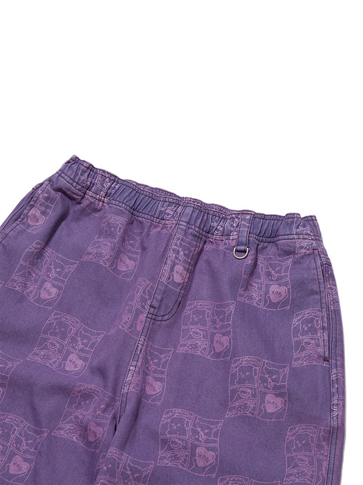 Hope-ear Pattern Denim Pants_Purple