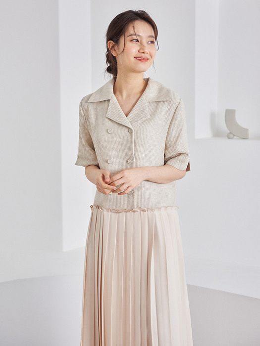 Linen Folding Pleated One-piece_ivory