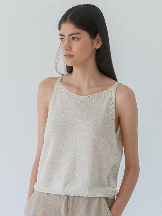 Plain Sleeveless Knit Top (Oatmeal)