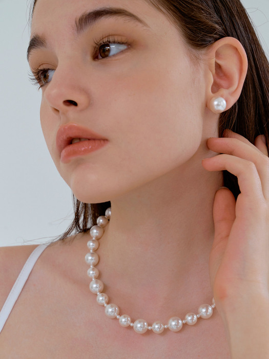 half swa pearl earring