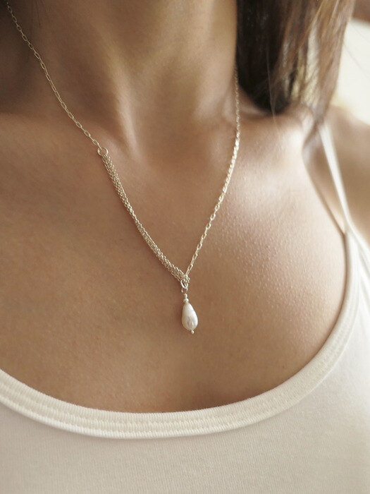 baroque pearl silver necklace