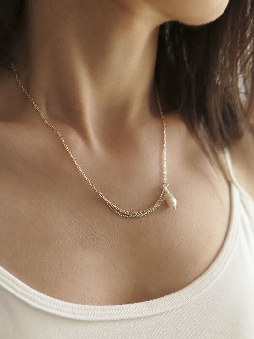 baroque pearl silver necklace