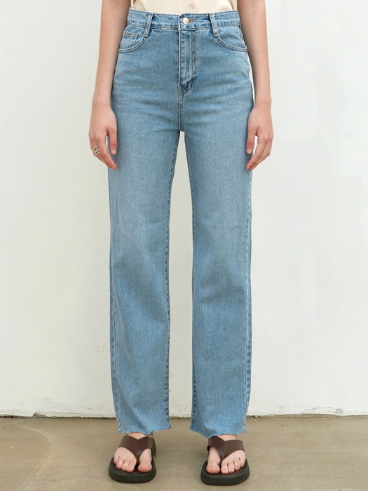 STRAIGHT CUT OFF JEANS_BLUE