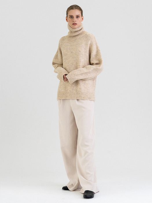 FW21 Rough-touched Alpaca Pullover Ivory-melange