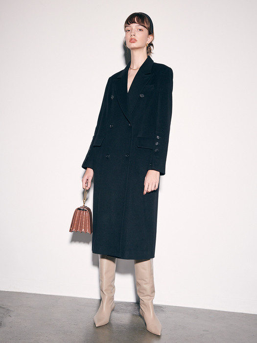 Cashmere Wool Maxi Coat - Black