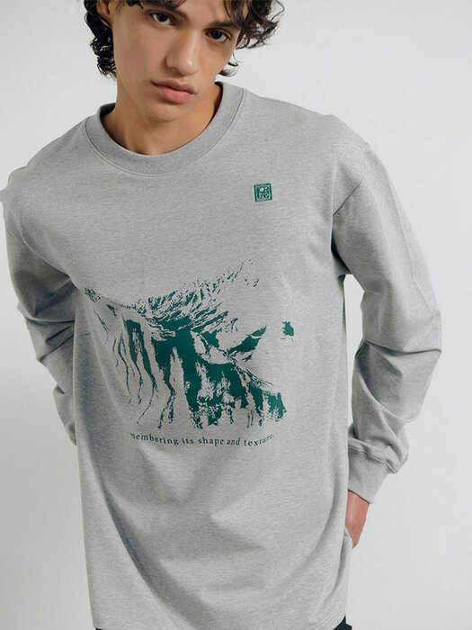 L/S Shape Printed T-Shirts-Gray