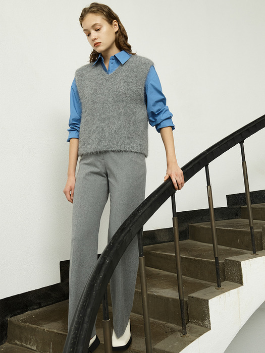 [Day-Wool] Semi-Wide Winter Trousers_GREY