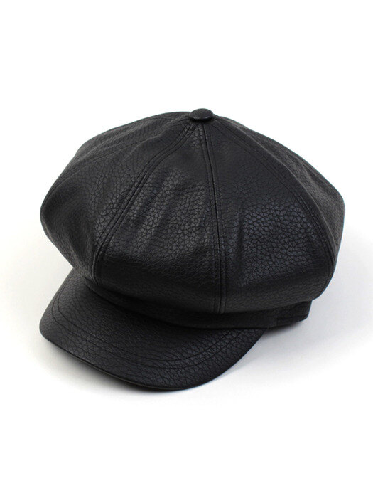 Hard Leather Black Newsboy Cap 뉴스보이캡