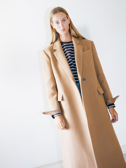 COPENHAGEN Cashmere blended h-line maxi coat (Camel)