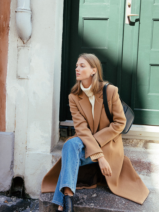 COPENHAGEN Cashmere blended h-line maxi coat (Camel)