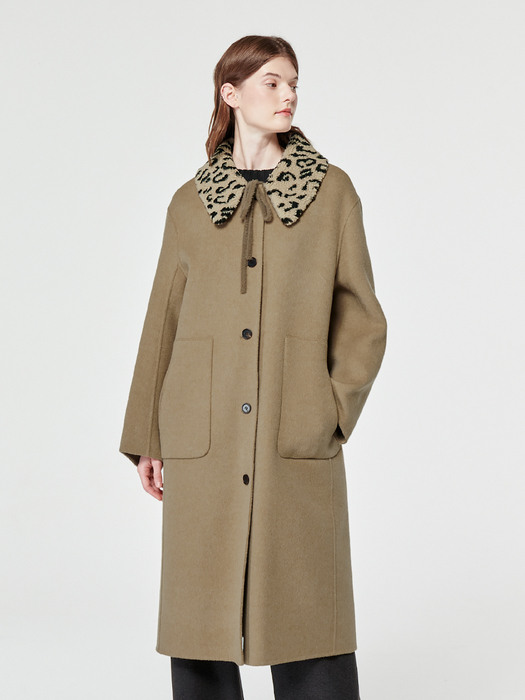 SHEARING COLLAR HANDMADE COAT-BEIGE