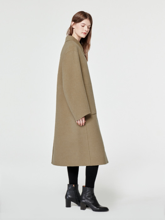 SHEARING COLLAR HANDMADE COAT-BEIGE