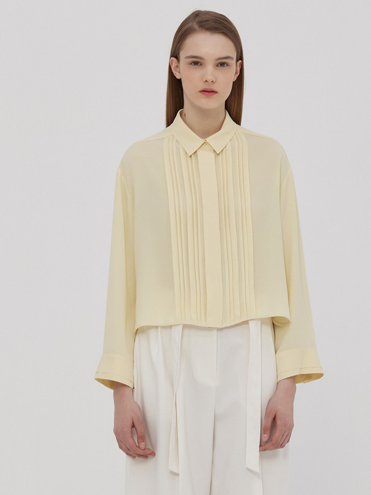 Pintuck Cropped Blouse_YELLOW