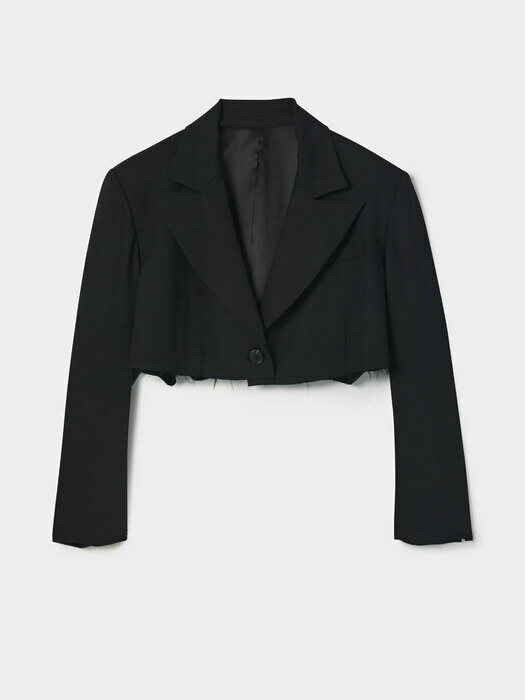 RAW EDGE  CROPPED JACKET BLACK