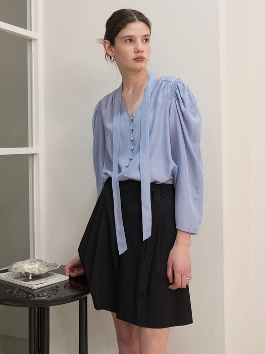 Puff Sleeve Tie Blouse NEW5XB285