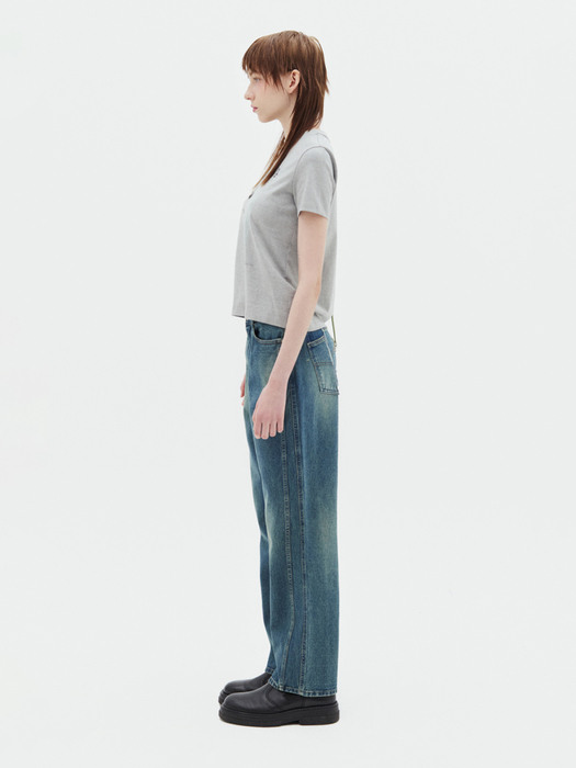 COLOR SPRAY DENIM PANTS IN BLUE