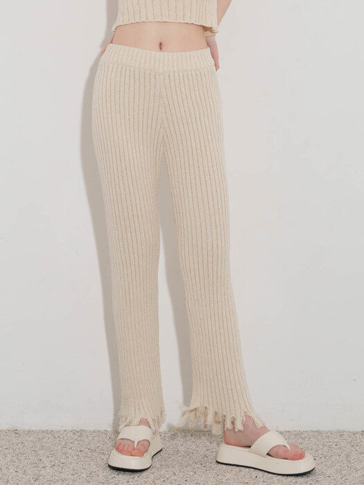 DAMAGED KNIT PANTS_LIGHT BEIGE