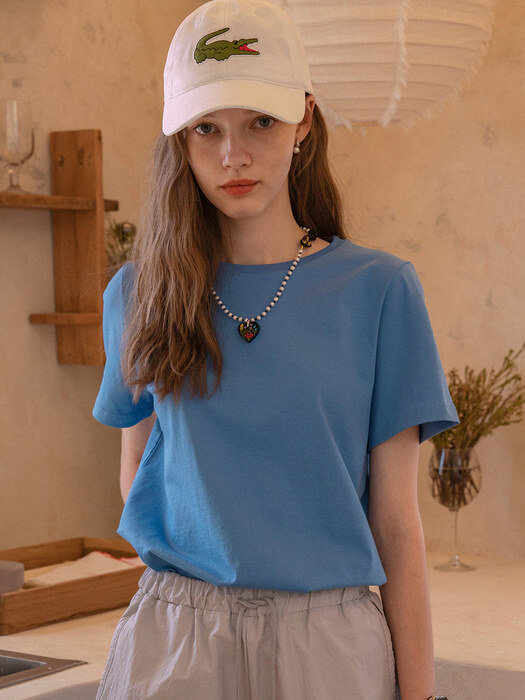 A3403 Signature silket T-shirt_Sky blue