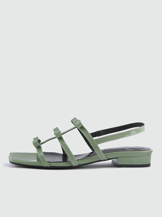 3ribbon (W square) strap Sandal Latte Green