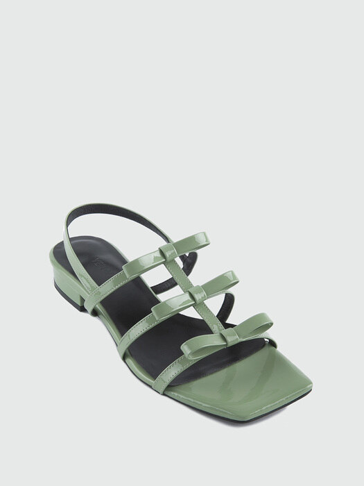 3ribbon (W square) strap Sandal Latte Green