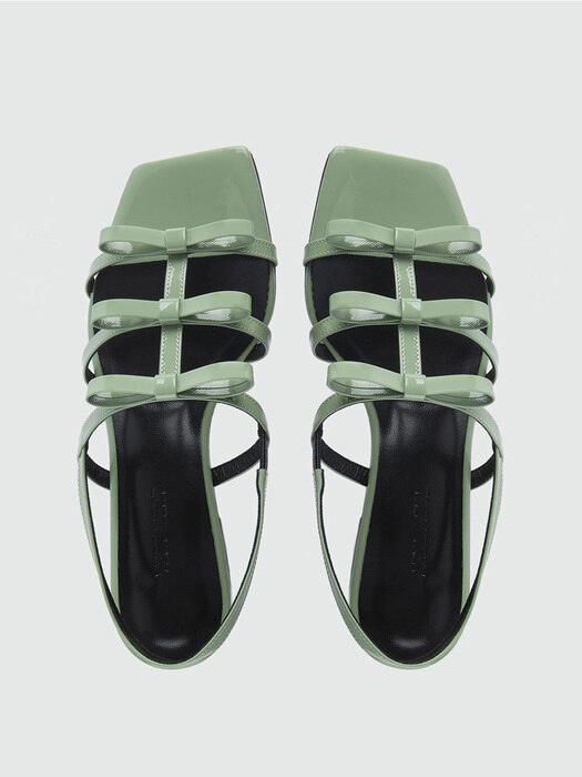 3ribbon (W square) strap Sandal Latte Green