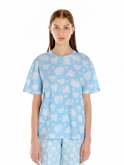 UTOPICO Floral Print T-shirt - Light Blue