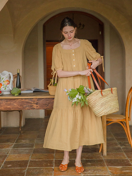 AGNES loose fit dress_yellow beige