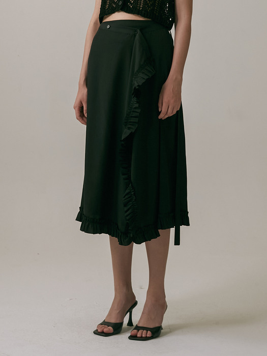 22SS_Ruffle Wrap Skirt (Black)