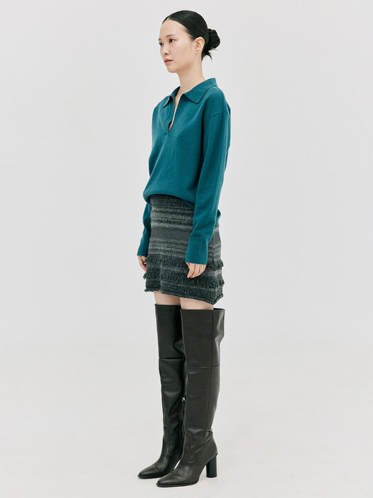 Multi Yarn Knit Skirt_Dark Grey