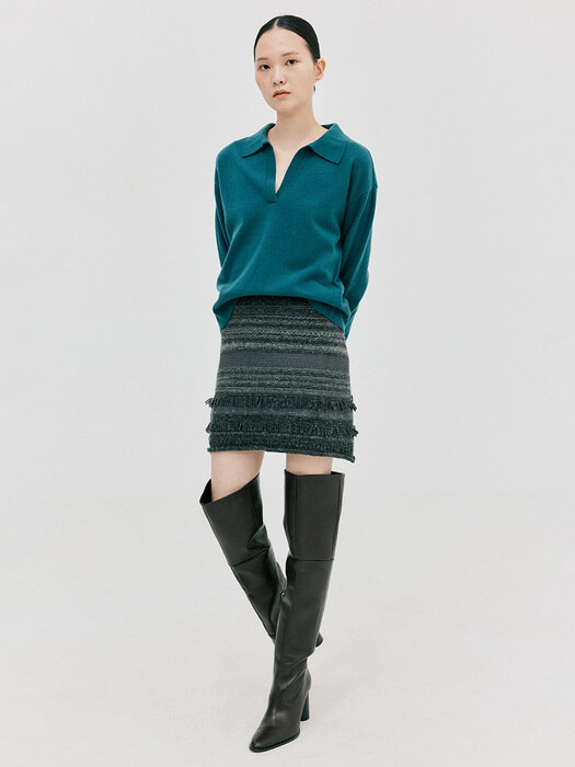 Multi Yarn Knit Skirt_Dark Grey