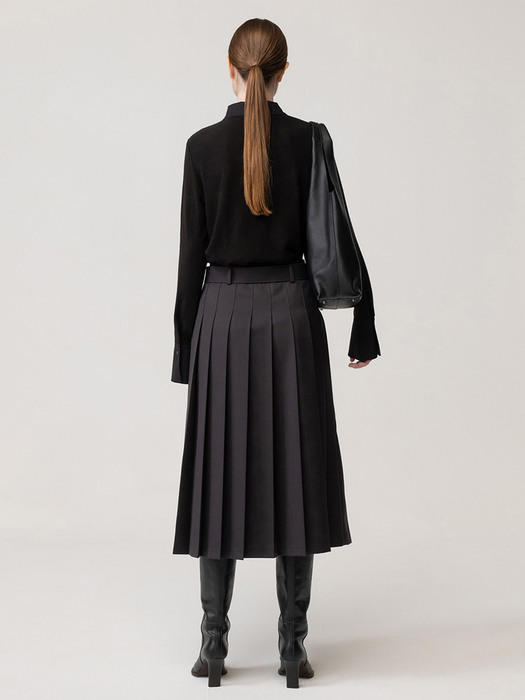 Wool Pleated Skirt Charcoal