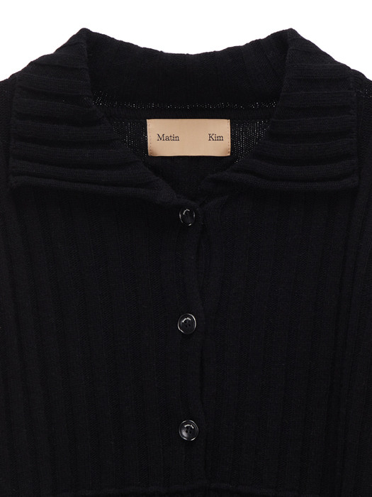 SEMI CROP KNIT CARDIGAN IN BLACK