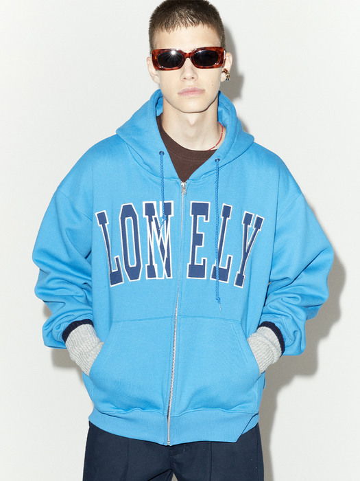 LONELY/LOVELY FLUFF HOODIE ZIP-UP BLUE