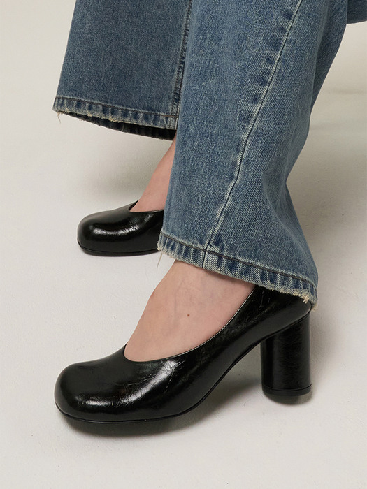 Luna Pumps Leather Glossy Black