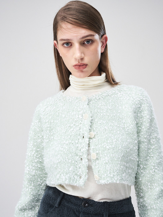 Snow Crop Knit Cardigan, Light Mint