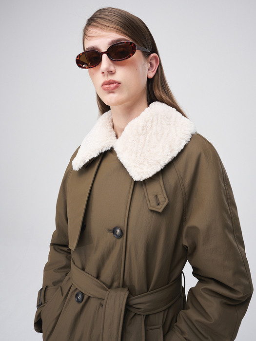Trench Padding Coat, Olive Brown