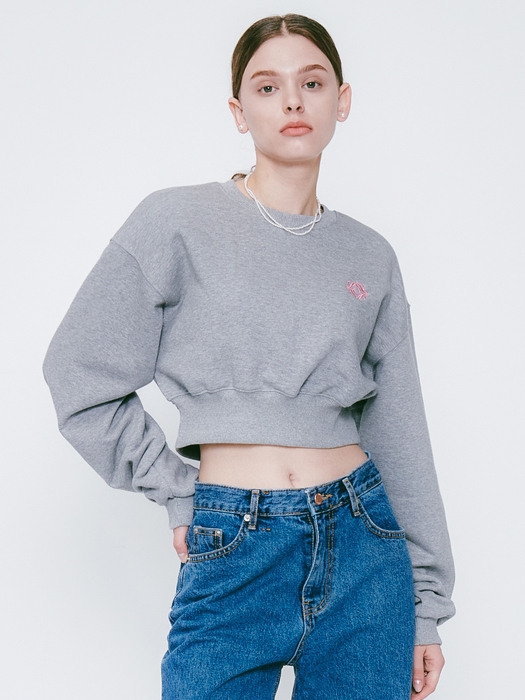  SYMBOL Crop Sweatshirt Melange Grey