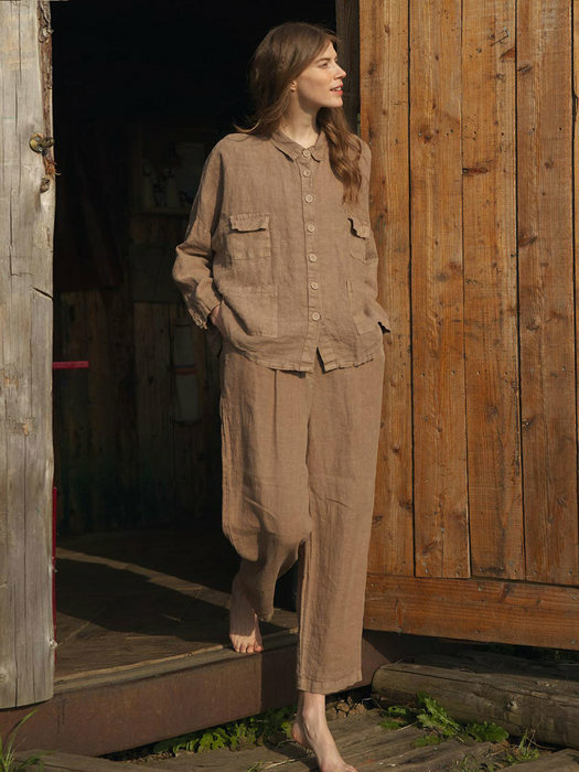 Linen Natural Dyed Baggy Pants