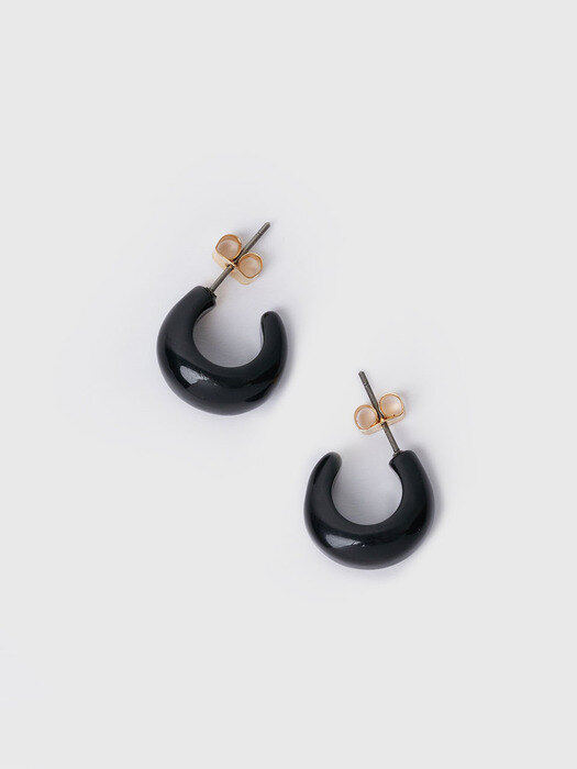 Curve point ring earring - 3color