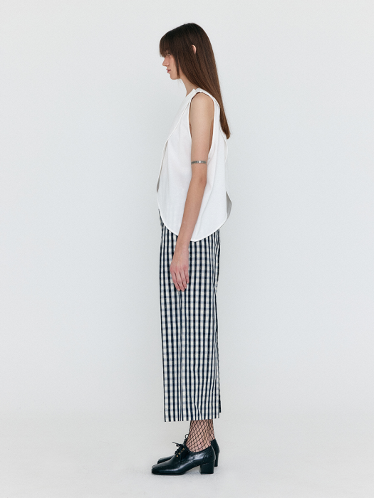 WEMMA Ankle-Length Pants - Ivory/Navy check