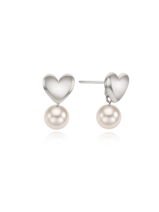 heart pearl link earring