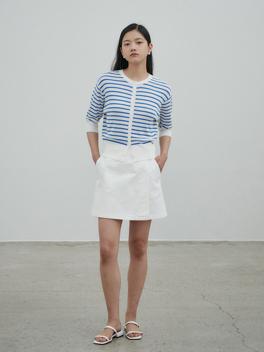Summer stripe crop cardigan [3colors]