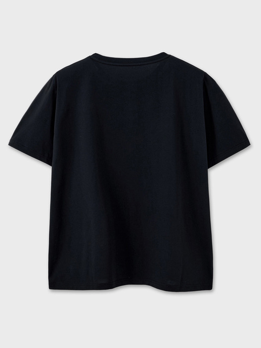 라인 드로잉 하프 티셔츠 (블랙)