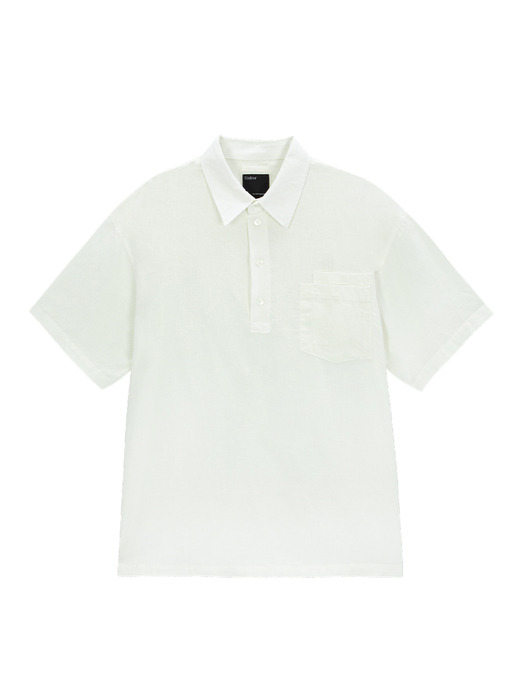 Linen pullover double pocket 1/2 shirt (off white)