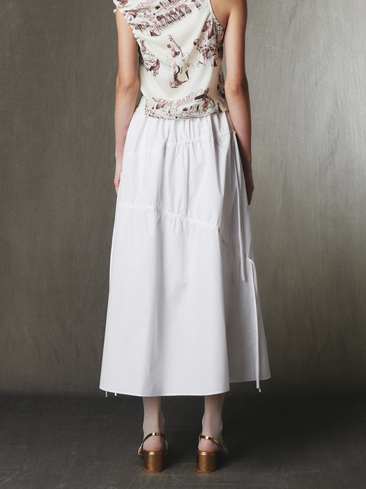 Shirring Full Skirt White