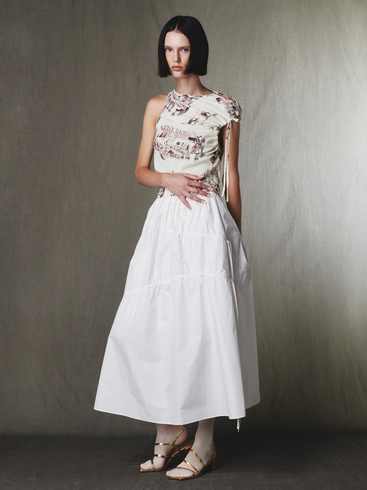 Shirring Full Skirt White