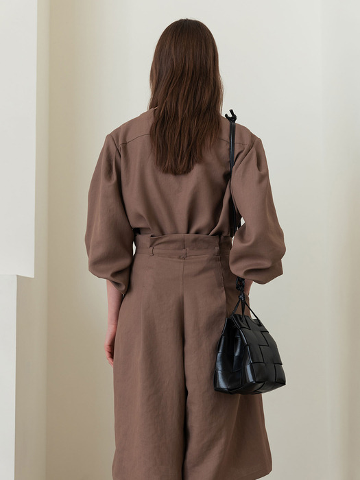 Belted culotte Pants _brown