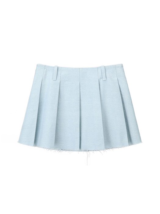 1 0  denim pleated skirt - LIGHT BLUE