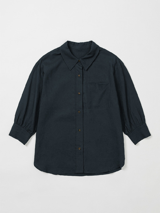 [GDSH03] Linen Blended Shirts Navy
