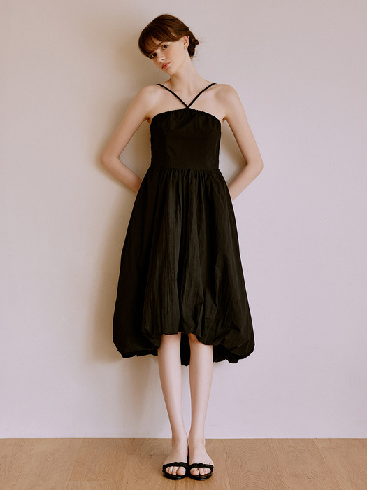 Bow halterneck dress (black)
